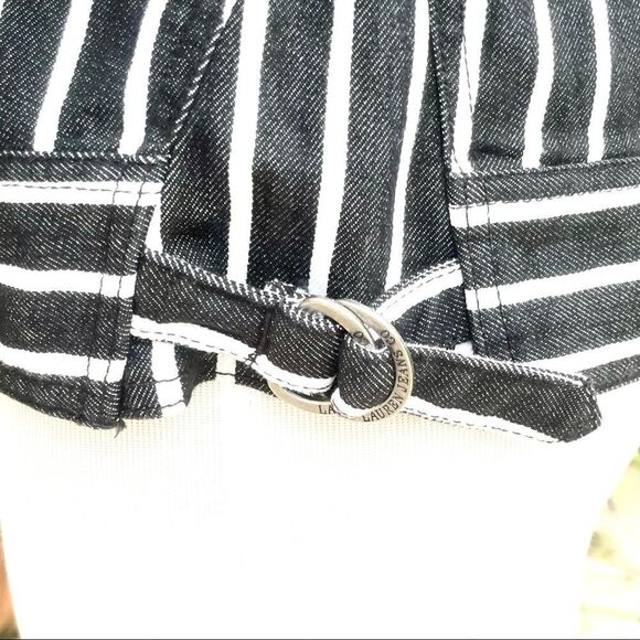 Lauren Ralph Lauren White Stripe Dark Denim Jacket - Picture 7 of 11